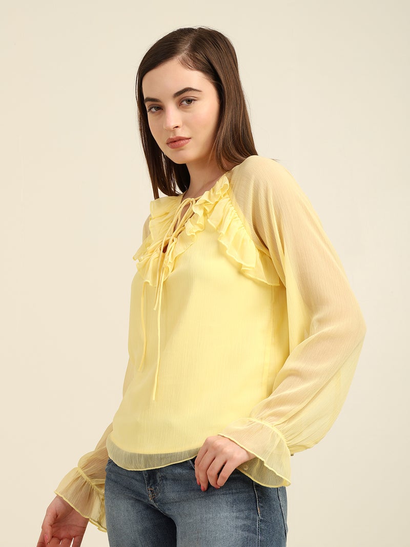 7OUNCE Chiffon Top for Women - Yellow - Image 4